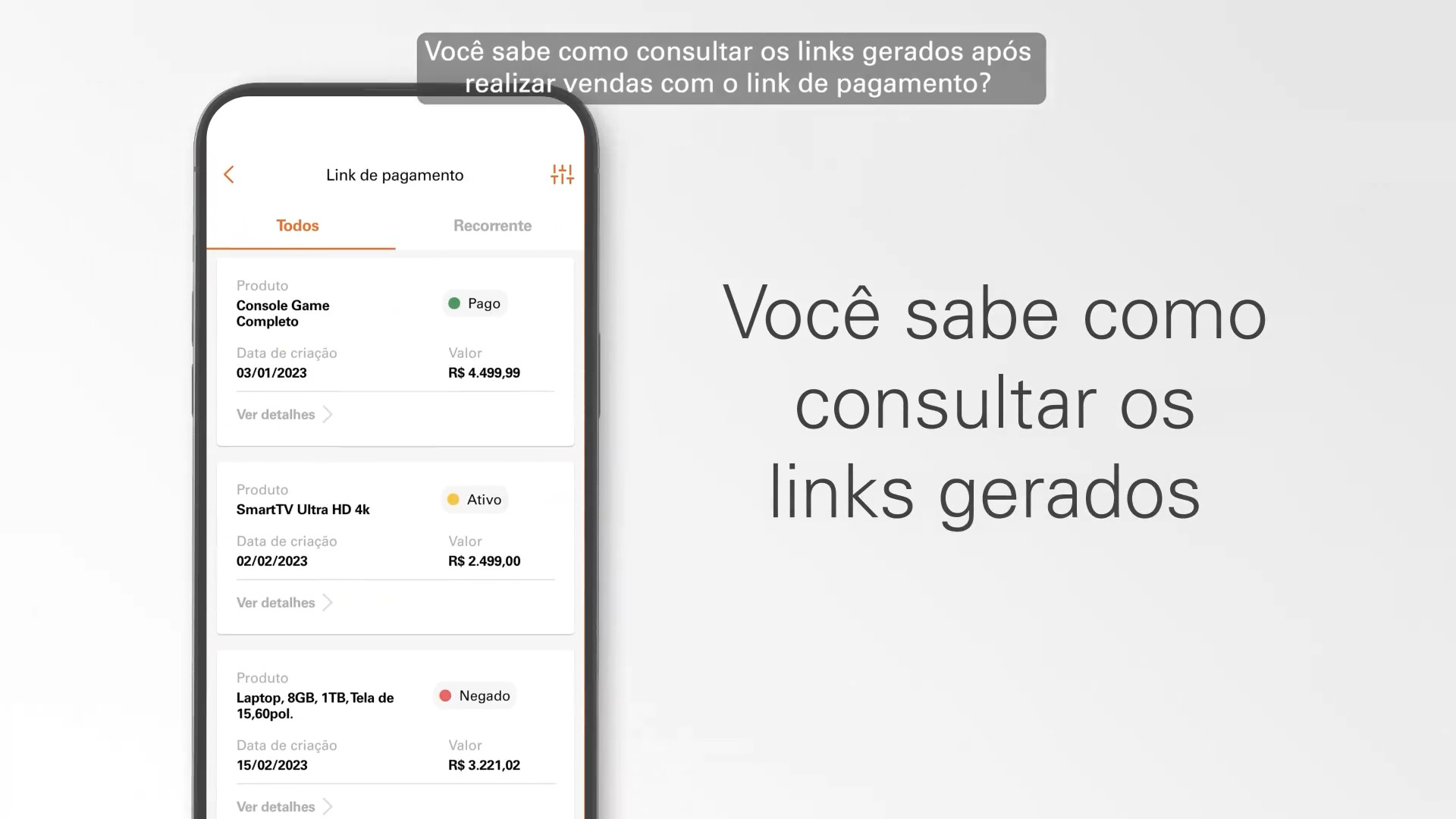 Como acessar o status de links de pagamento no App Bin Gestão